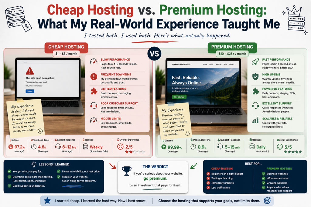 Cheap Hosting vs. Premium Hosting: What My Real-World Experience Taught Me