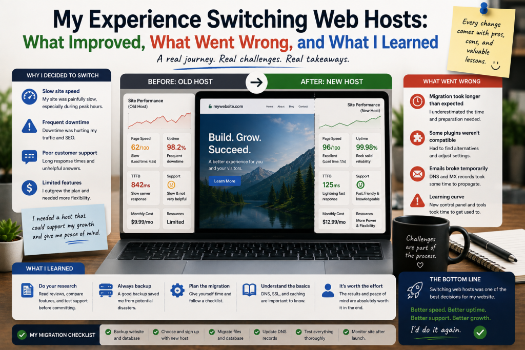 My Experience Switching Web Hosts: What Improved, What Went Wrong, and What I Learned