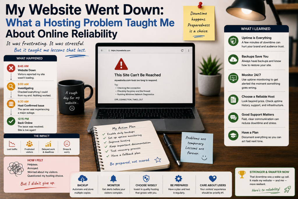 My Website Went Down: What a Hosting Problem Taught Me About Online Reliability